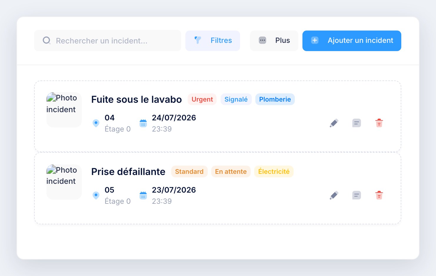 Suivi des incidents